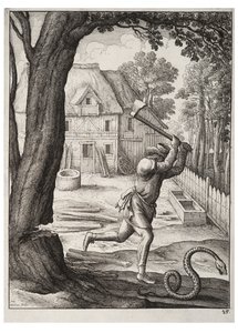 農民と蛇 作： Wenceslaus Hollar